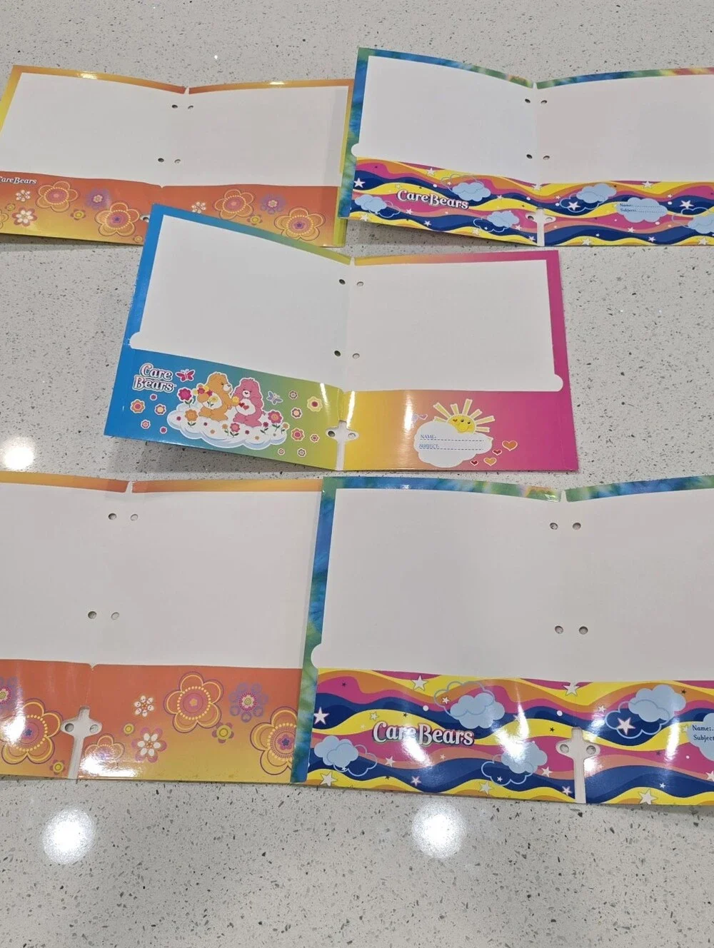 5 Vintage Care Bears School Folders Lot 2006 FAB Starpoint Colorful Floral Love
